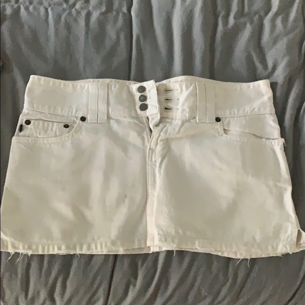 White jean mini skirt
